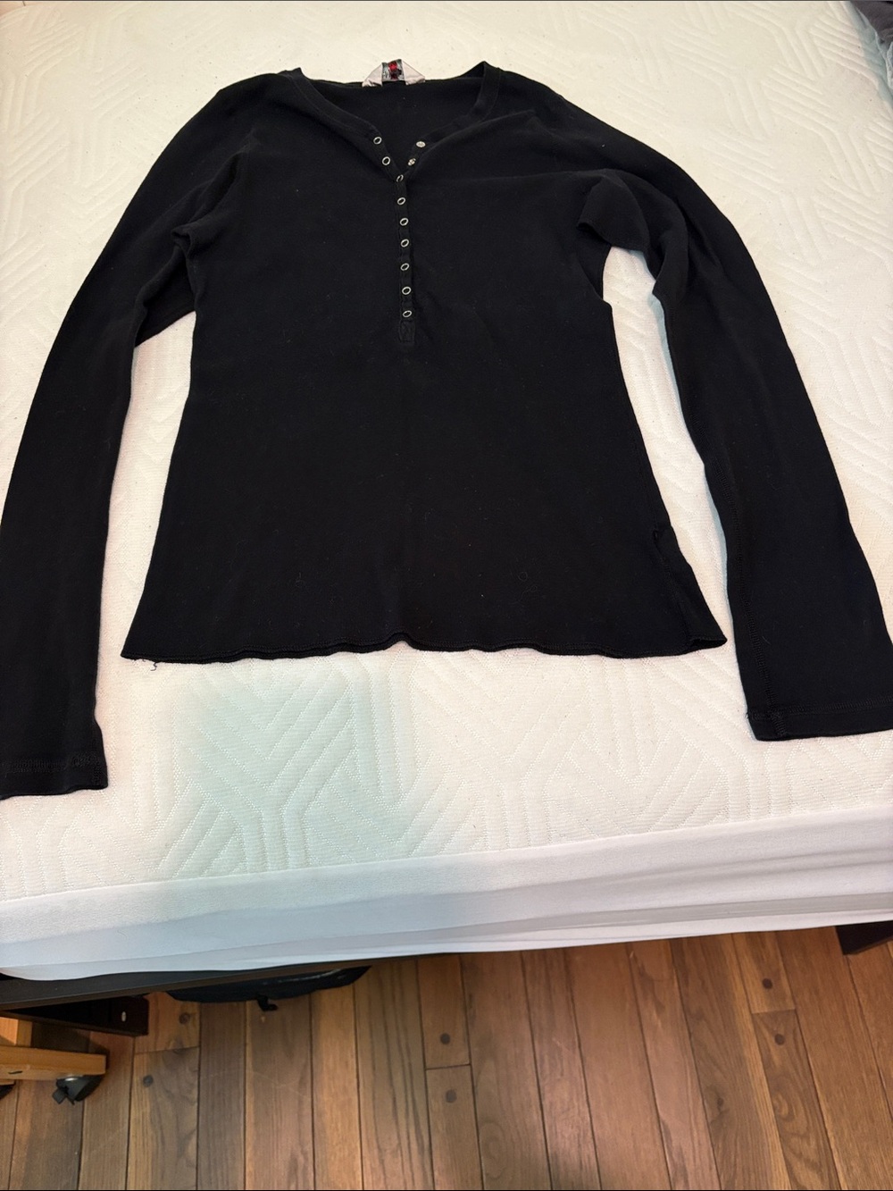 Hard Tail Black Long-Sleeve Snap Henley Tee